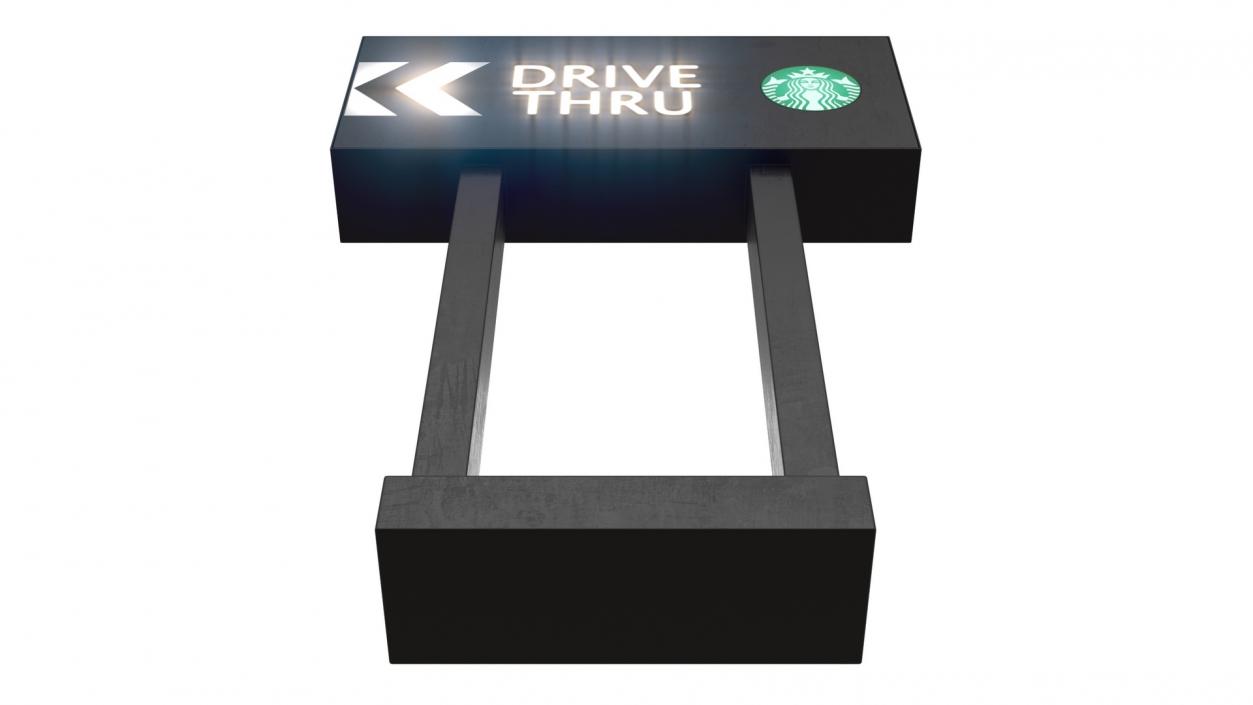 Starbucks Drive Thru Sign Light On 3D model