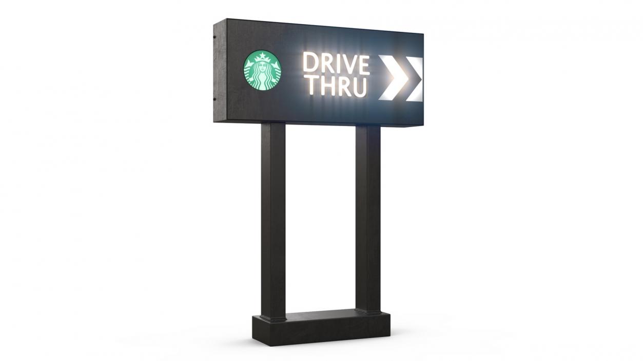 Starbucks Drive Thru Sign Light On 3D model