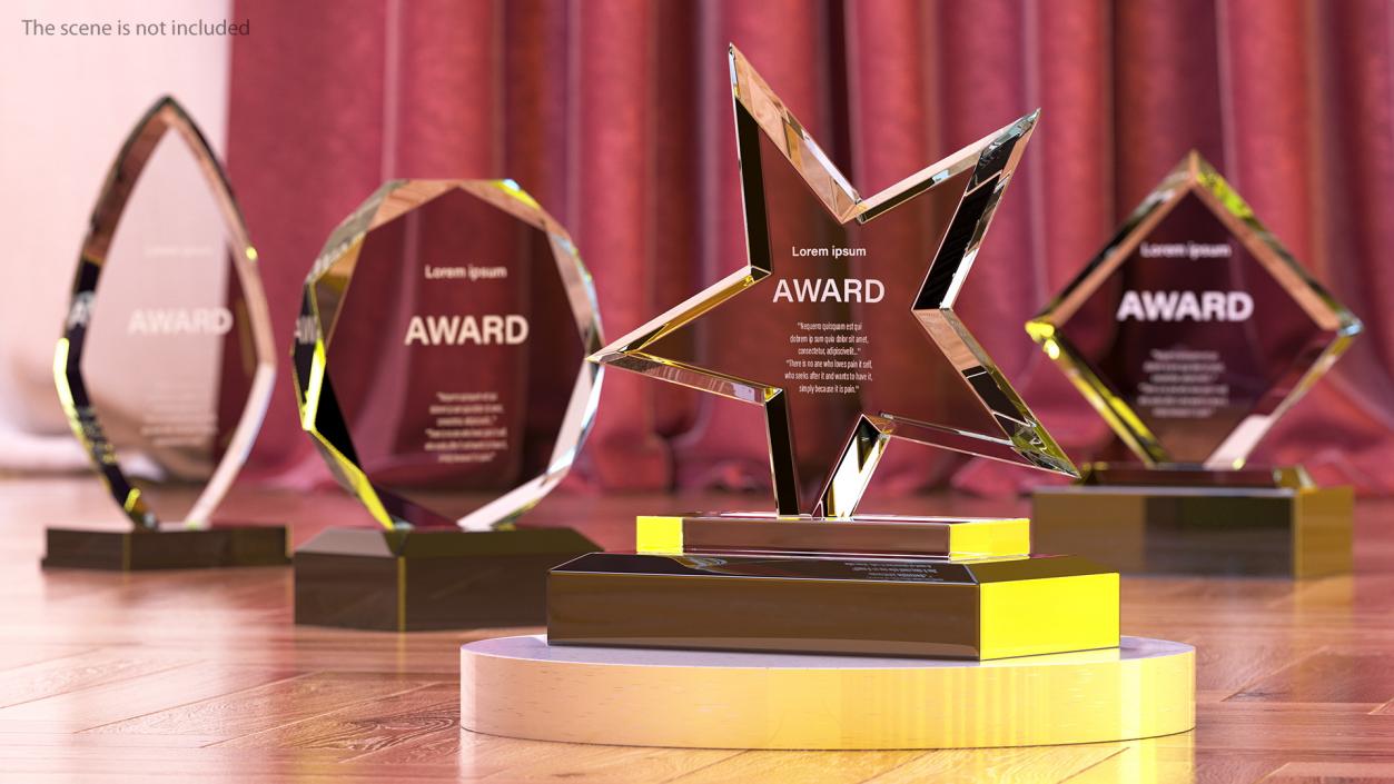 Glass Award Trophys Collection 2 3D