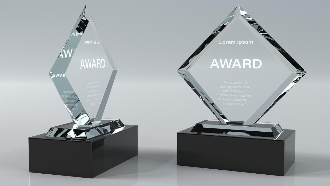 Glass Award Trophys Collection 2 3D