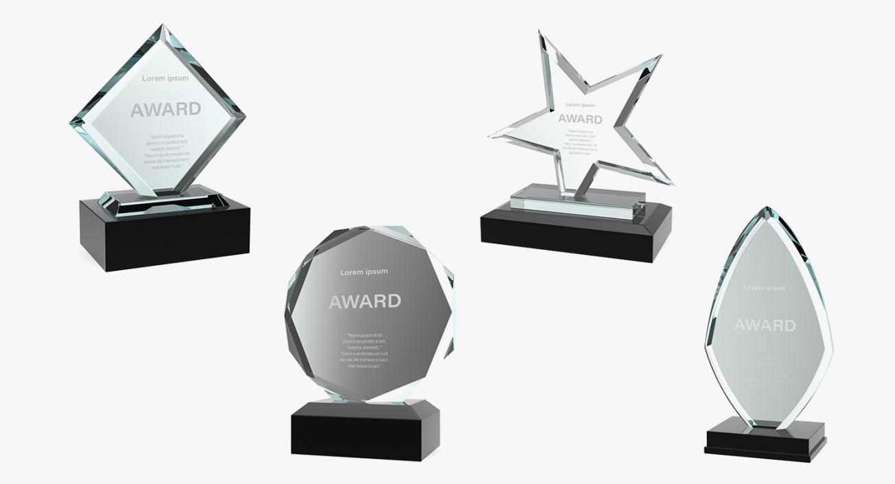 Glass Award Trophys Collection 2 3D