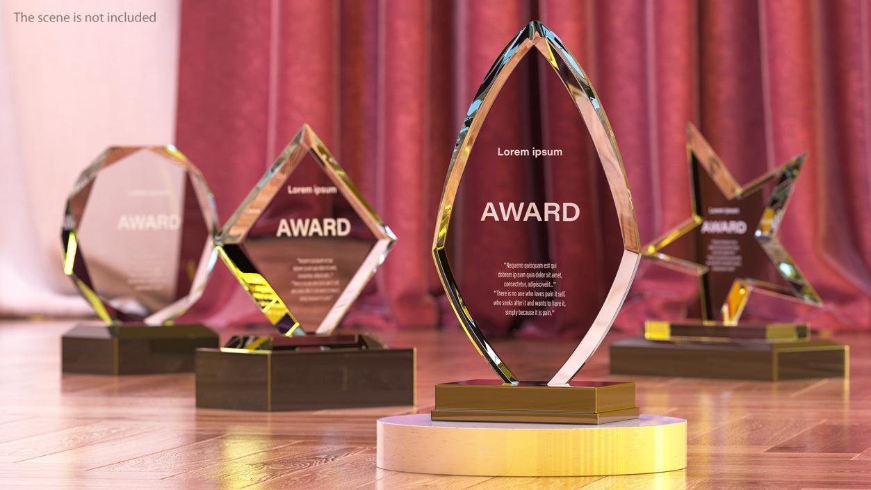 Glass Award Trophys Collection 2 3D