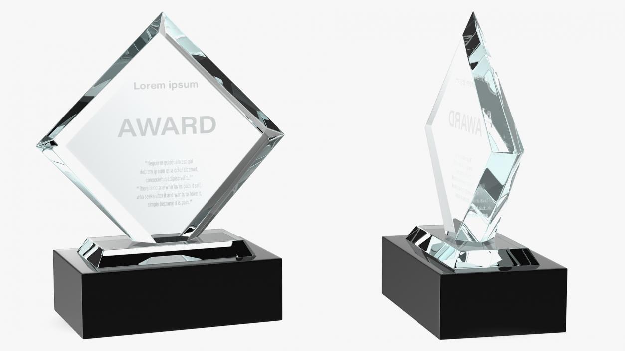 Glass Award Trophys Collection 2 3D