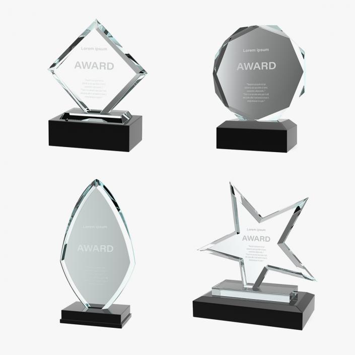 Glass Award Trophys Collection 2 3D