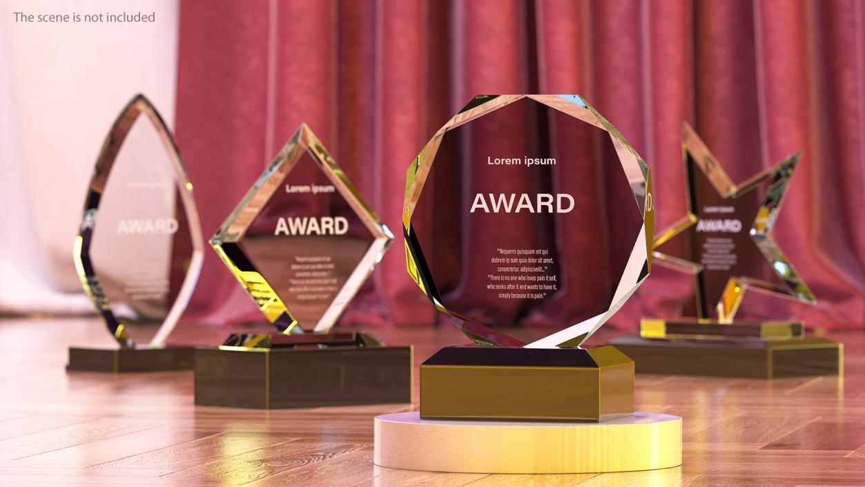 Glass Award Trophys Collection 2 3D