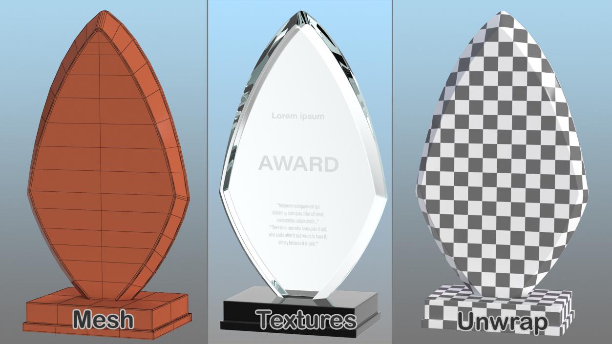 Glass Award Trophys Collection 2 3D