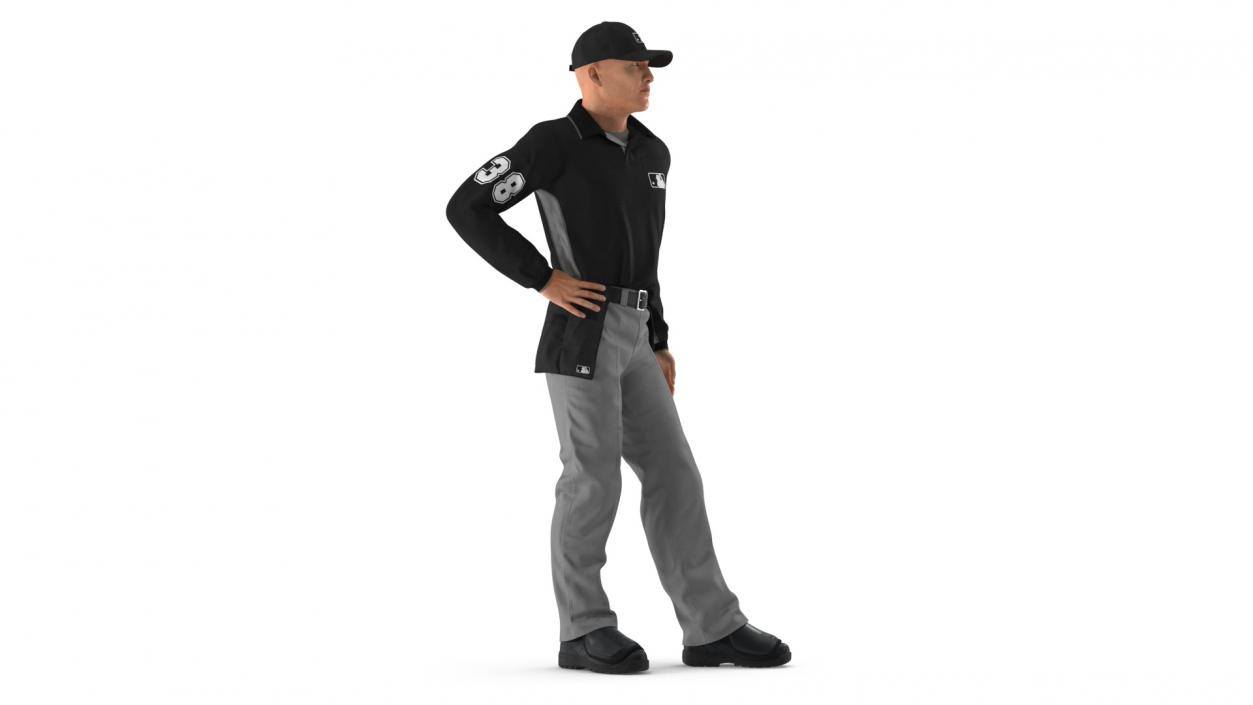 3D Baseball Umpire in Cap Standing Pose