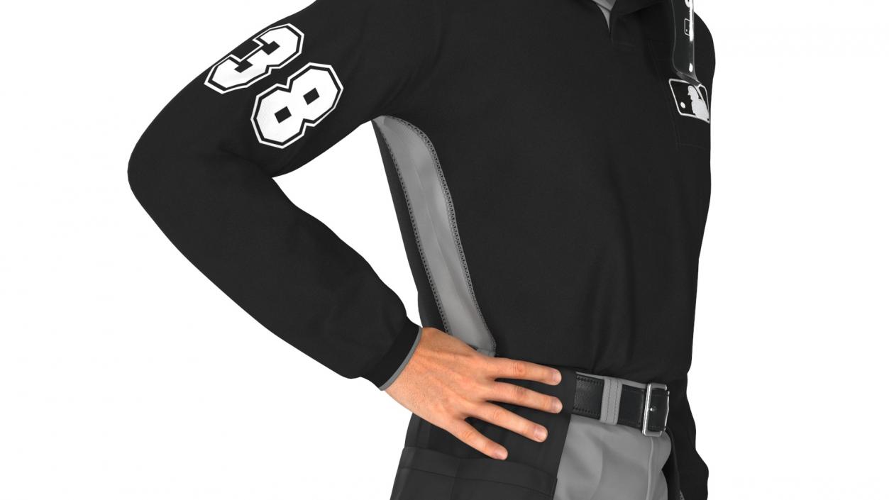 3D Baseball Umpire in Cap Standing Pose