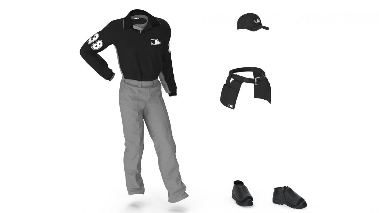 3D Baseball Umpire in Cap Standing Pose