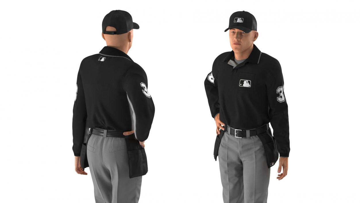 3D Baseball Umpire in Cap Standing Pose