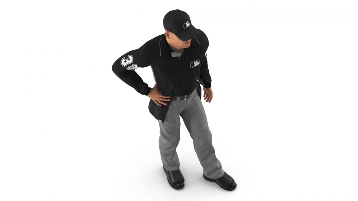 3D Baseball Umpire in Cap Standing Pose