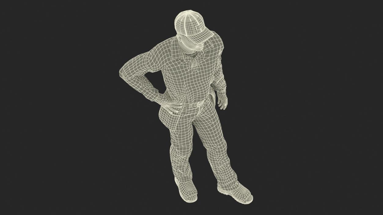 3D Baseball Umpire in Cap Standing Pose