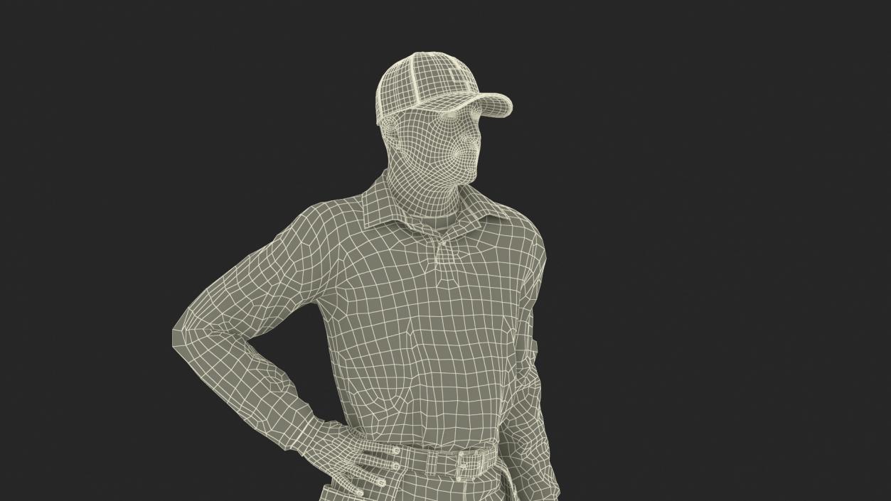 3D Baseball Umpire in Cap Standing Pose