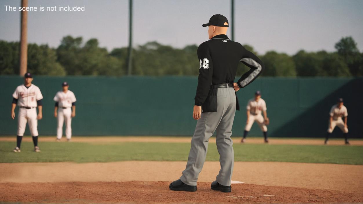 3D Baseball Umpire in Cap Standing Pose