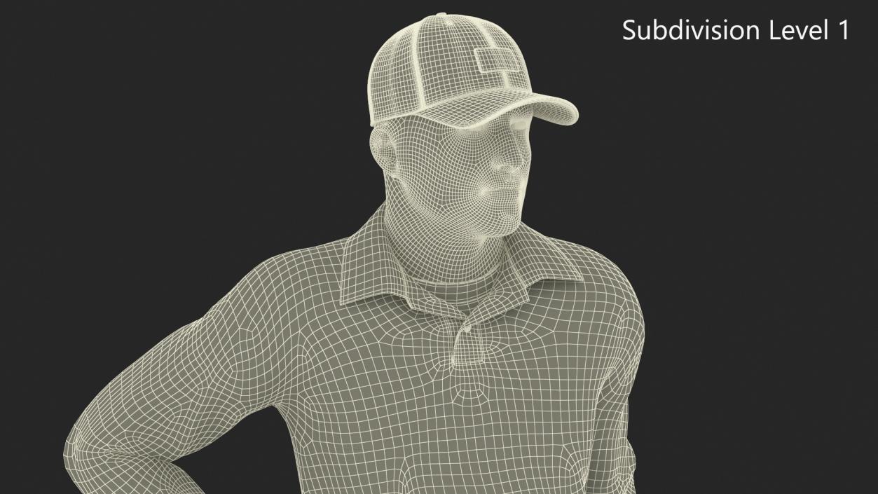 3D Baseball Umpire in Cap Standing Pose