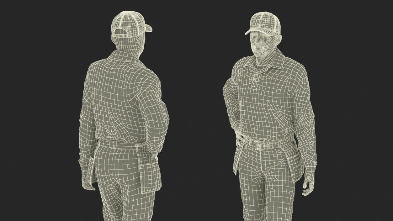 3D Baseball Umpire in Cap Standing Pose