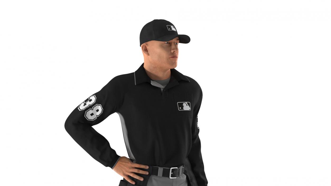 3D Baseball Umpire in Cap Standing Pose