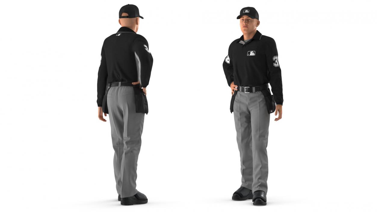 3D Baseball Umpire in Cap Standing Pose