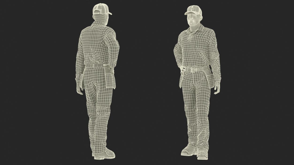 3D Baseball Umpire in Cap Standing Pose