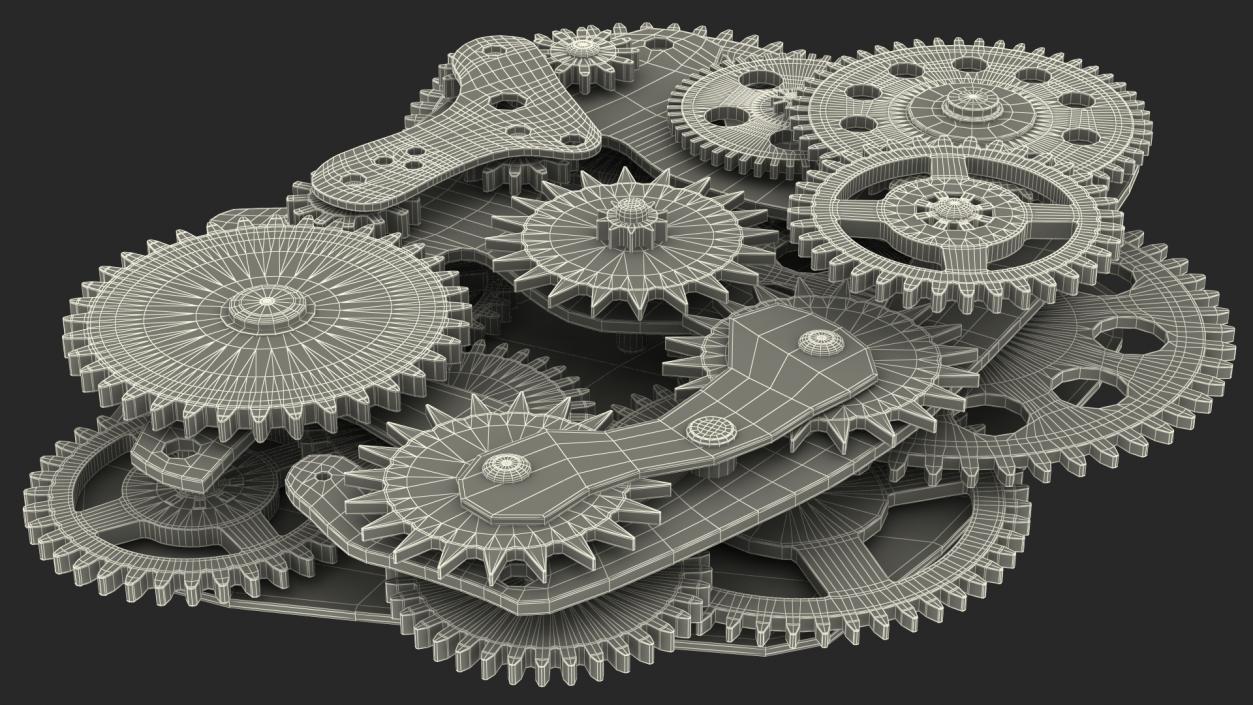 3D model Cog Gears Mechanism Brass