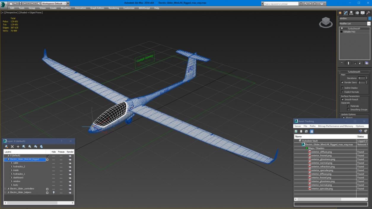 3D model Electric Glider MiniLAK Rigged