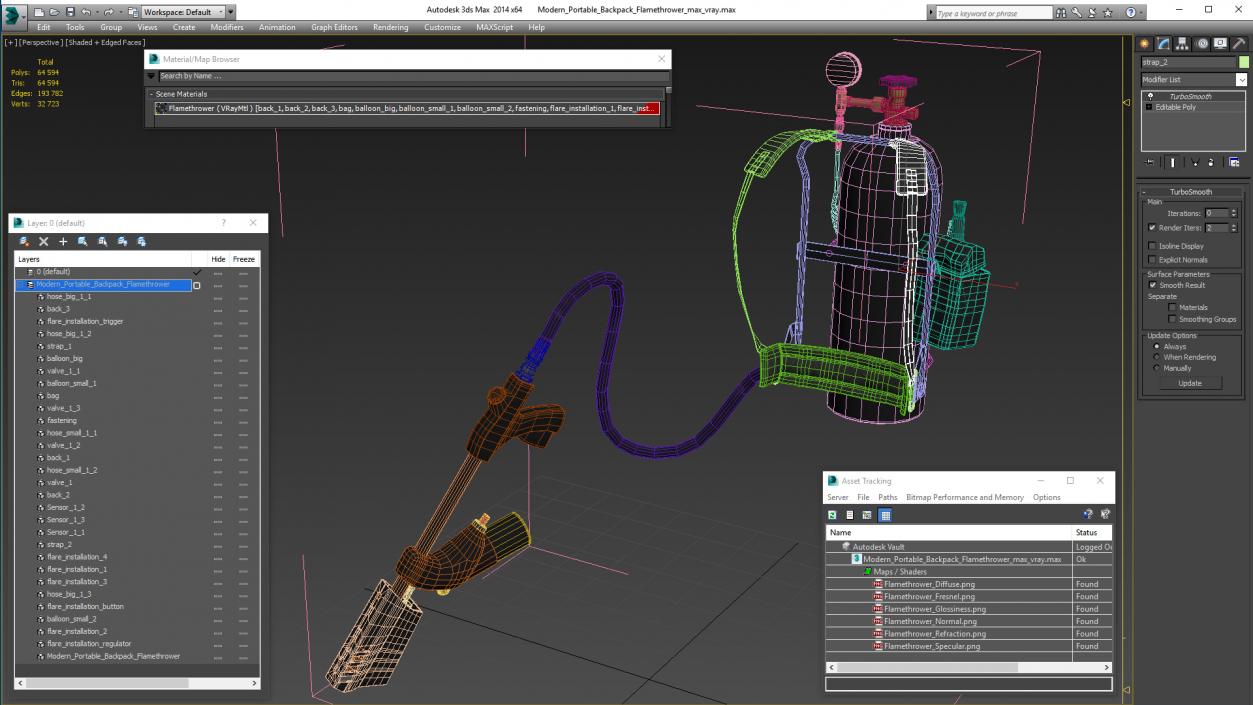 Modern Portable Backpack Flamethrower 3D