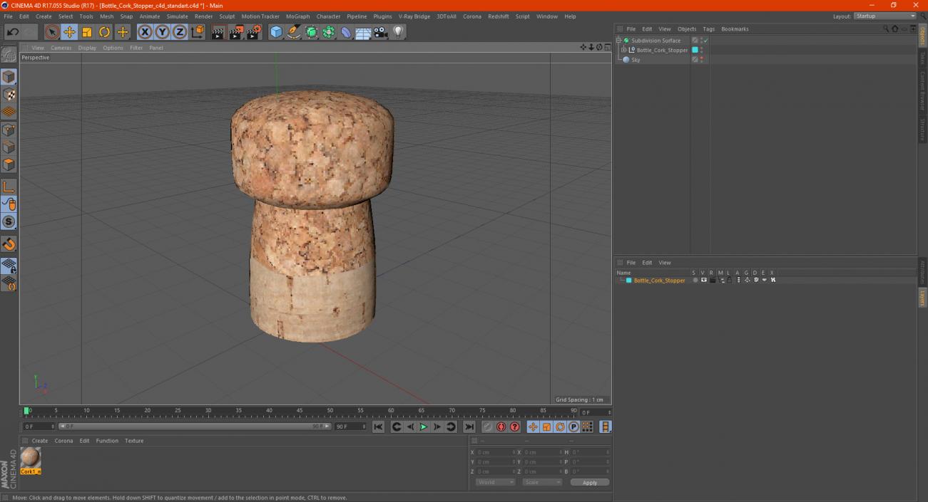 Bottle Cork Stopper 3D model