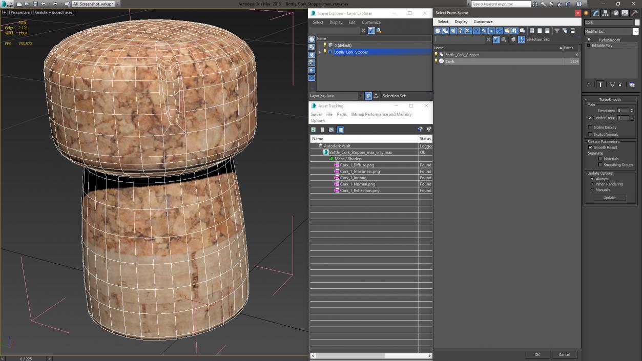 Bottle Cork Stopper 3D model