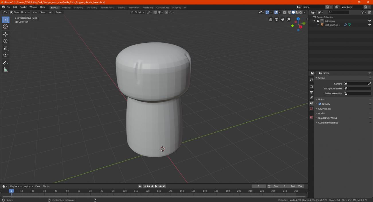 Bottle Cork Stopper 3D model