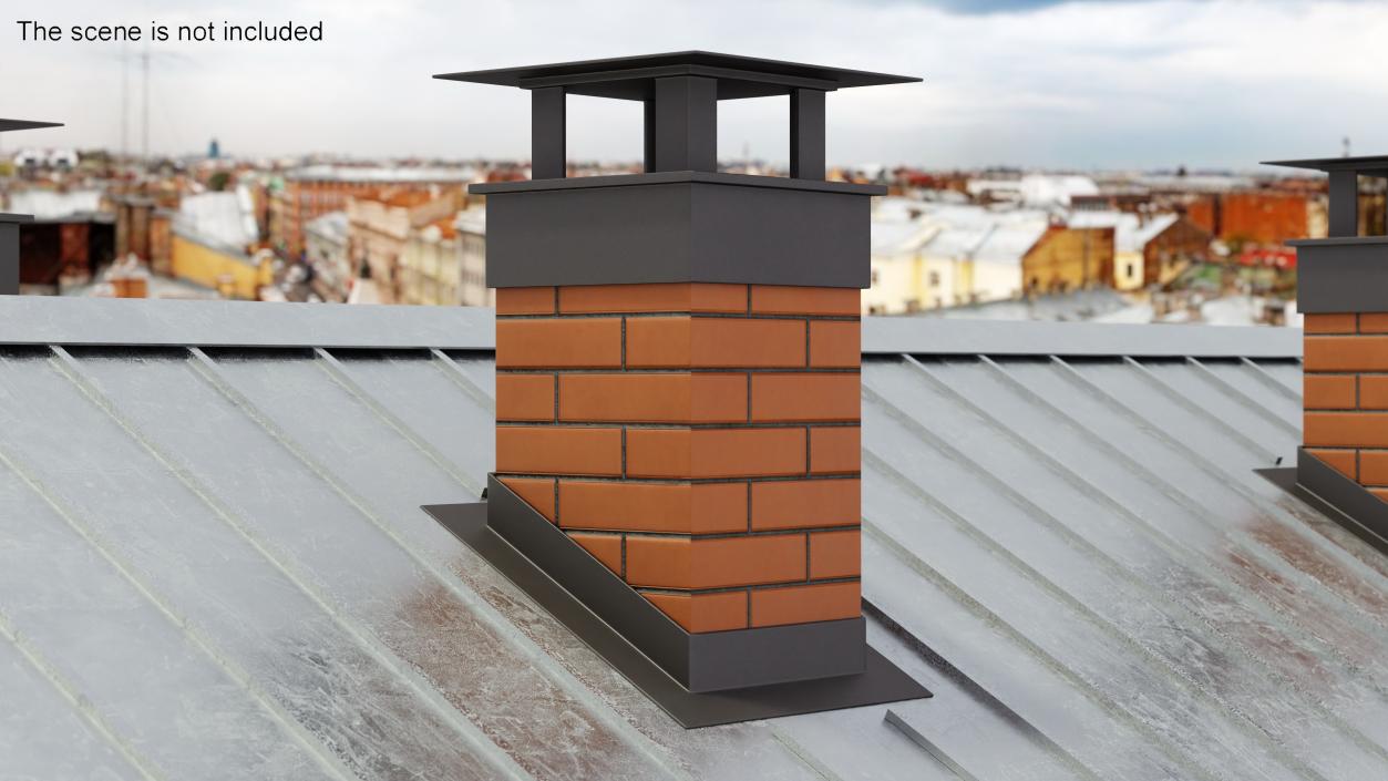 Square Brick Chimney Corner Base 3D