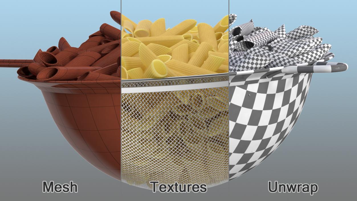 Pasta in Colander 3D