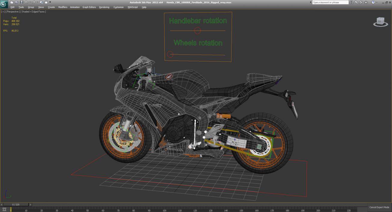 Sport Motorcycle Honda Fireblade 2017 Rigged 3D model