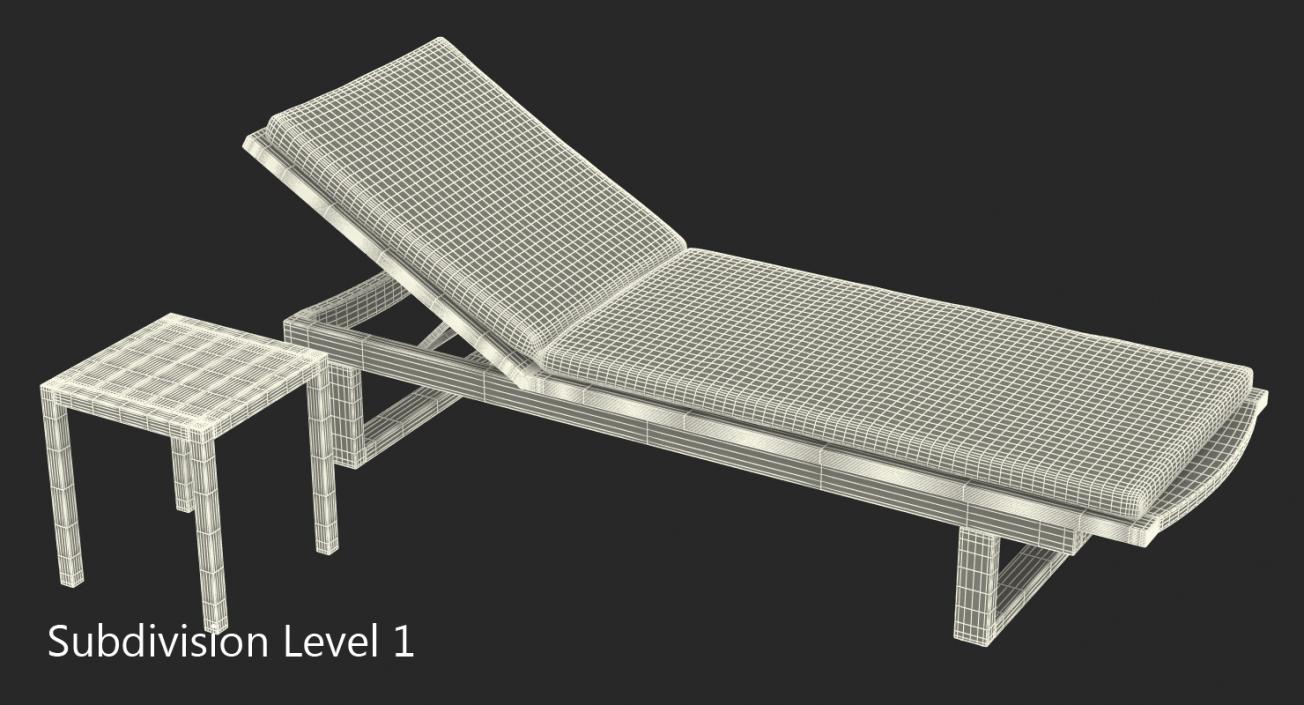 3D Garden Wooden Sun Lounger with Table