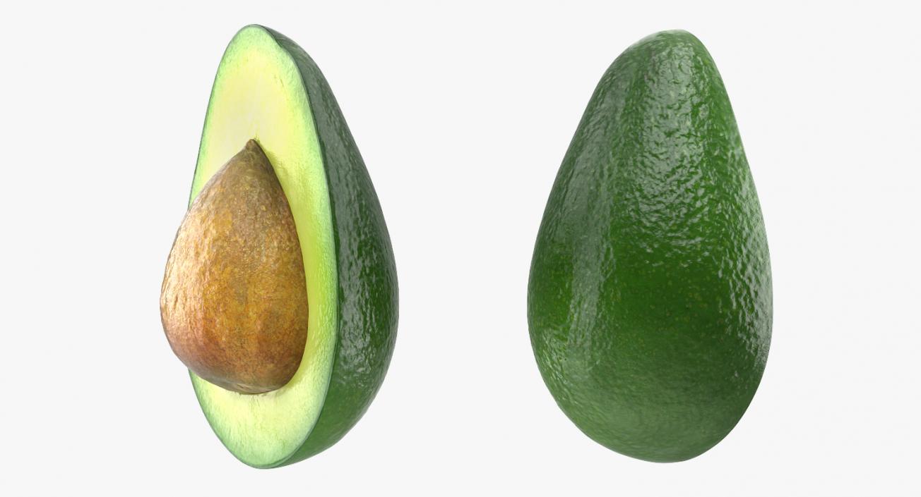 Avocado Cut in Half with Seed 3D model