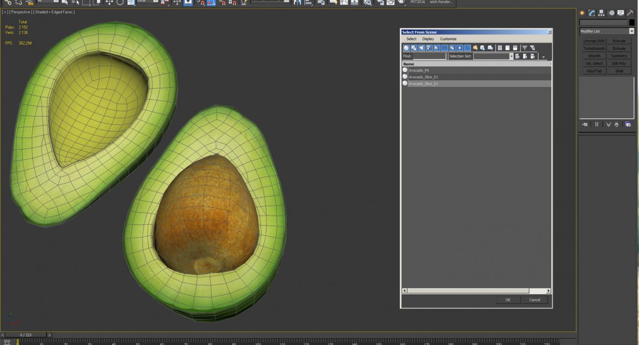 Avocado Cut in Half with Seed 3D model