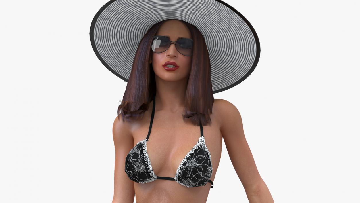 3D Bikini Girl With Bag Rigged for Cinema 4D