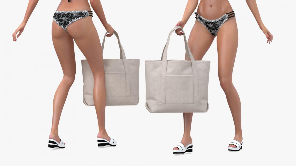 3D Bikini Girl With Bag Rigged for Cinema 4D