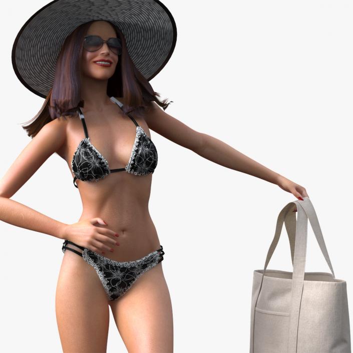 3D Bikini Girl With Bag Rigged for Cinema 4D