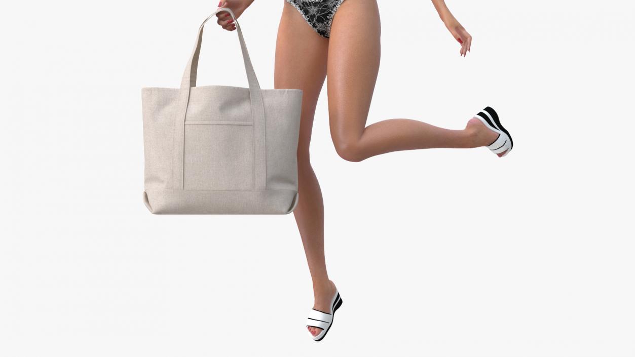 3D Bikini Girl With Bag Rigged for Cinema 4D