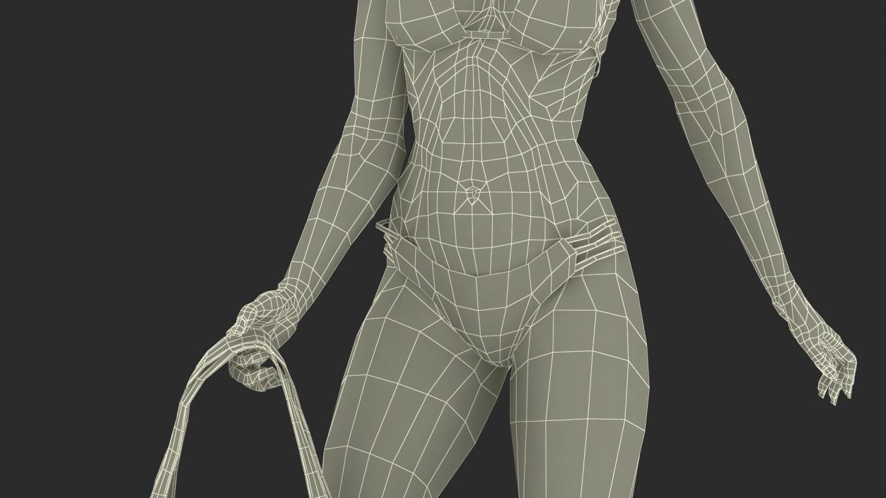 3D Bikini Girl With Bag Rigged for Cinema 4D