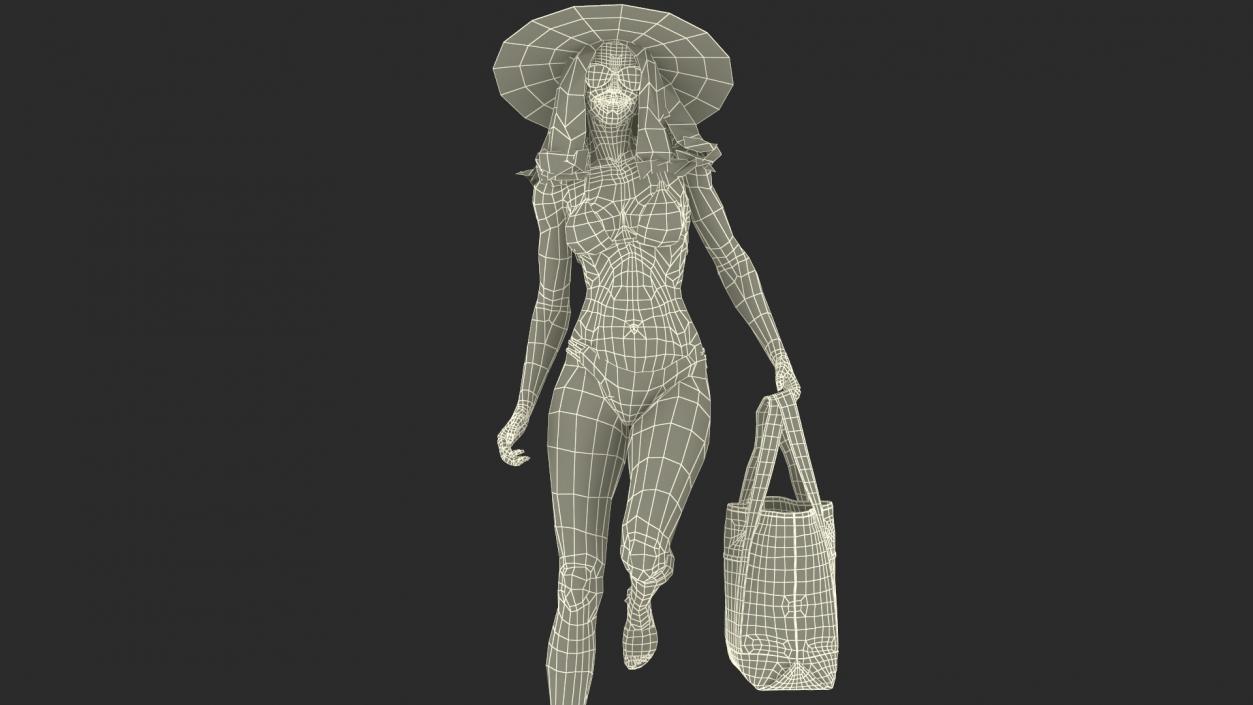 3D Bikini Girl With Bag Rigged for Cinema 4D