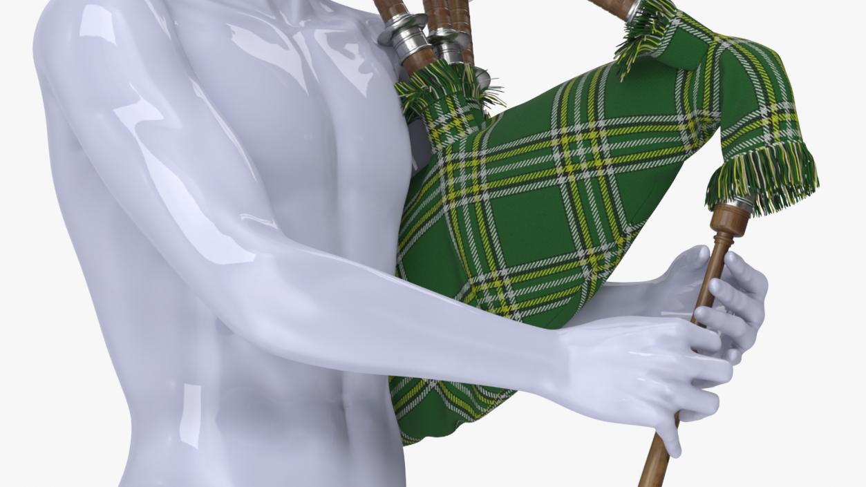 3D Mannequin with Scottish Green Bagpipes model