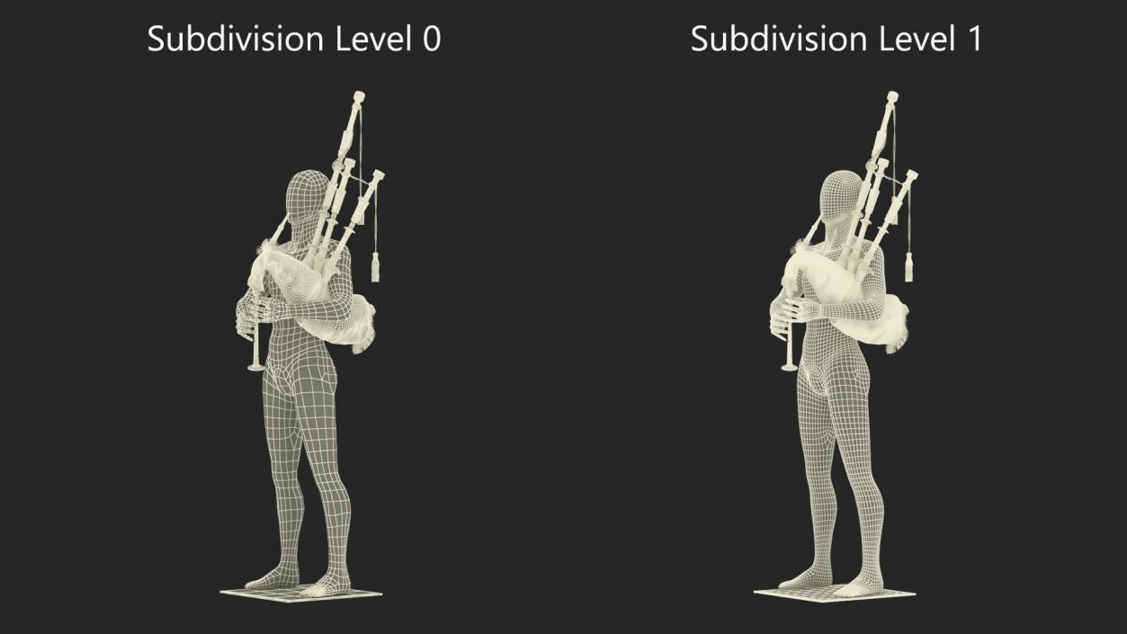 3D Mannequin with Scottish Green Bagpipes model