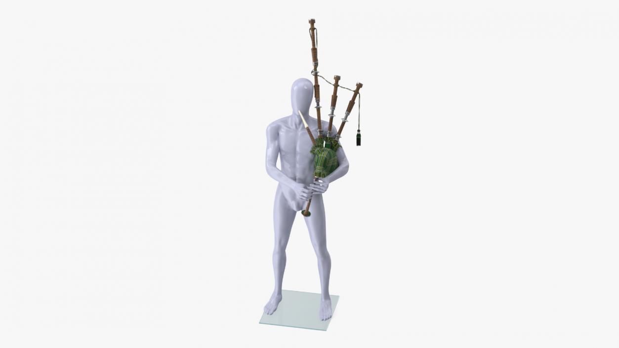 3D Mannequin with Scottish Green Bagpipes model