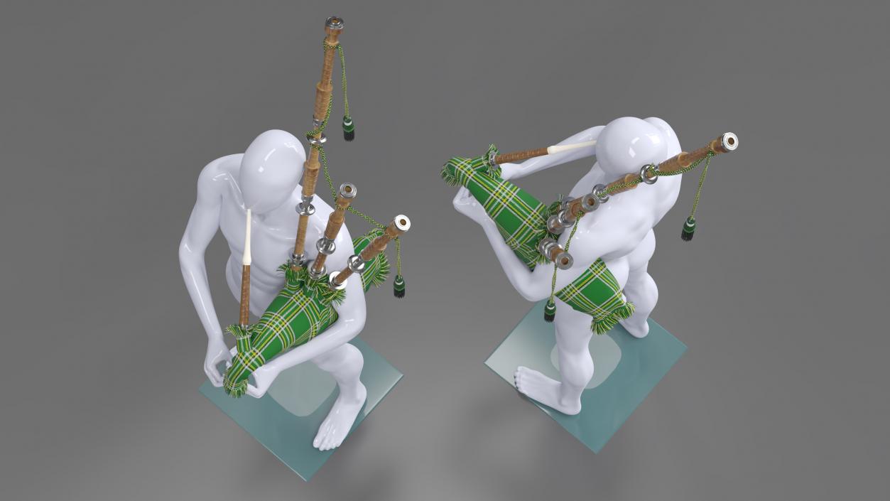 3D Mannequin with Scottish Green Bagpipes model