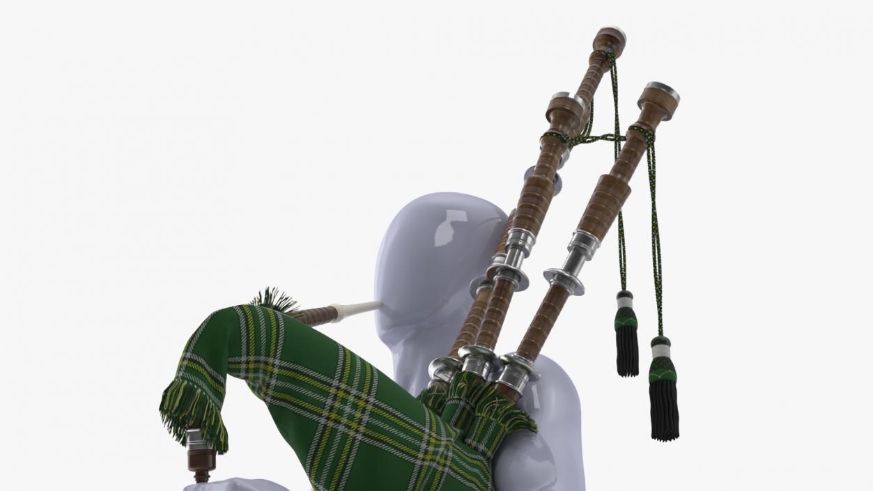 3D Mannequin with Scottish Green Bagpipes model