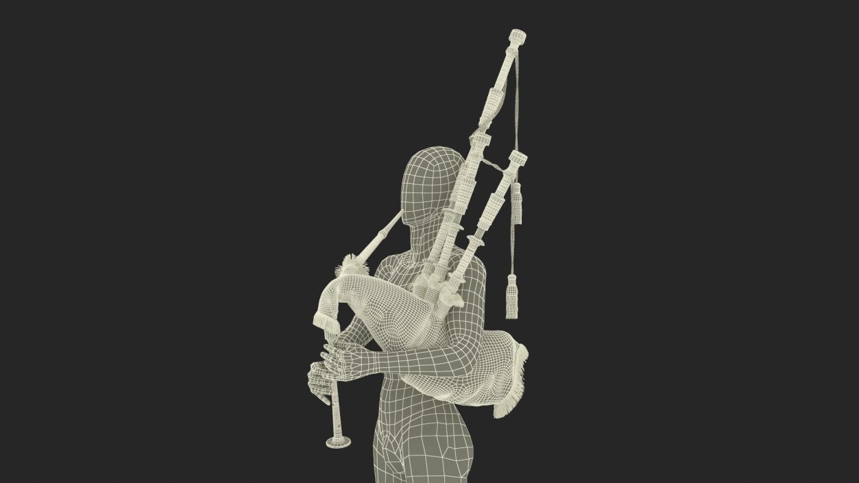 3D Mannequin with Scottish Green Bagpipes model