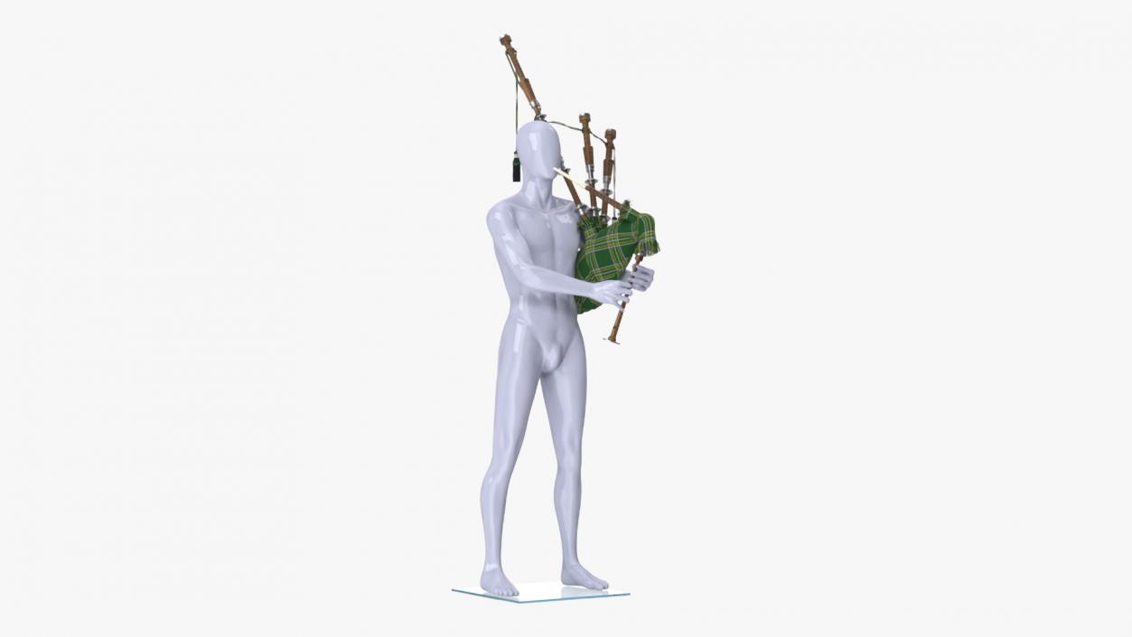 3D Mannequin with Scottish Green Bagpipes model