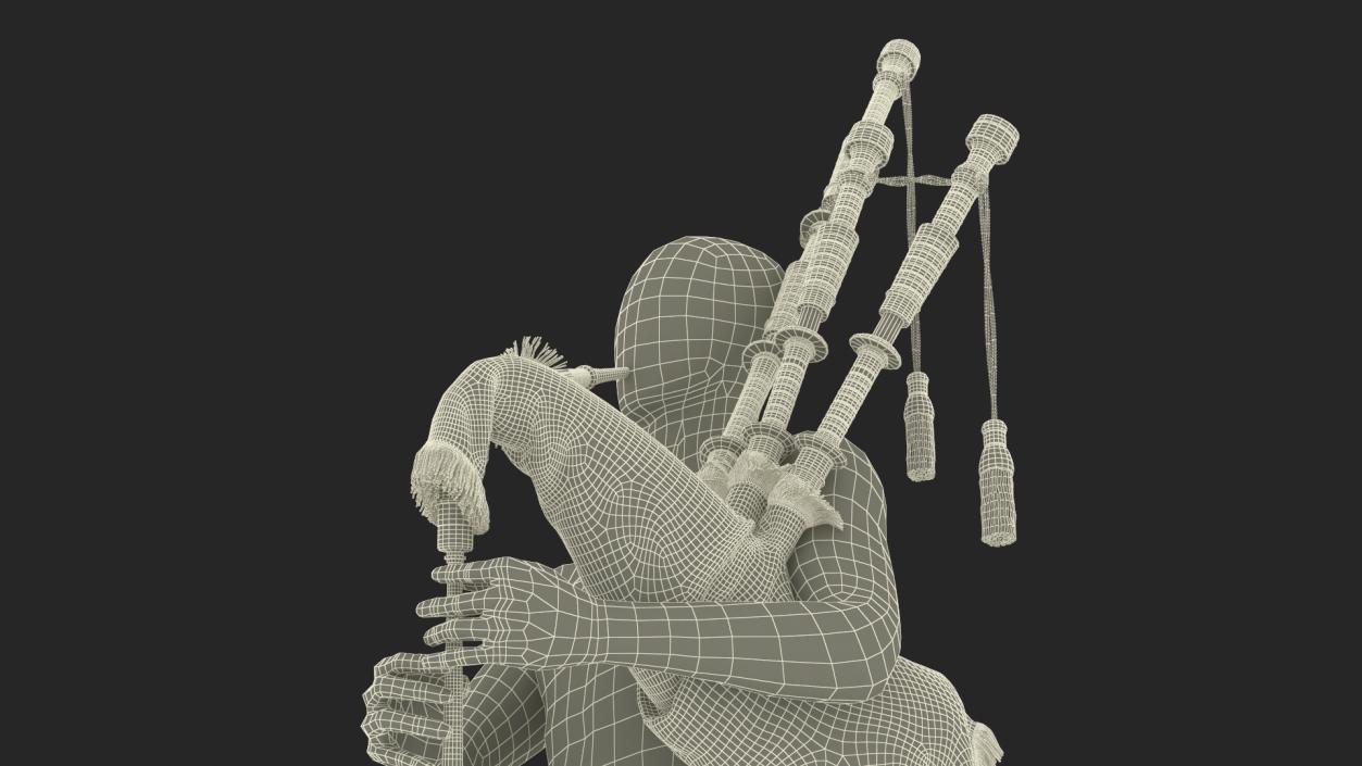 3D Mannequin with Scottish Green Bagpipes model