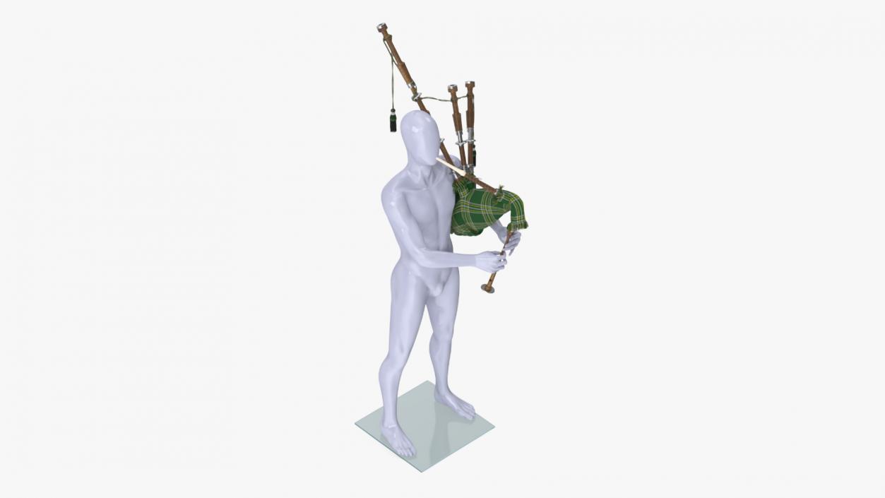 3D Mannequin with Scottish Green Bagpipes model